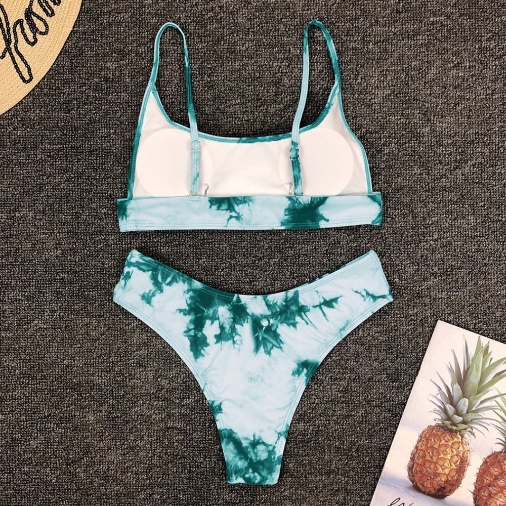 Last One! New! Blue Tie Dye High-Waisted Bikini - Picture 4 of 6